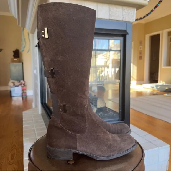 Brown Suede Knee-High Boots - Picture 1 of 8
